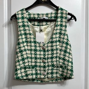 🎄NWT Zara Jewel Button Tweed Vest